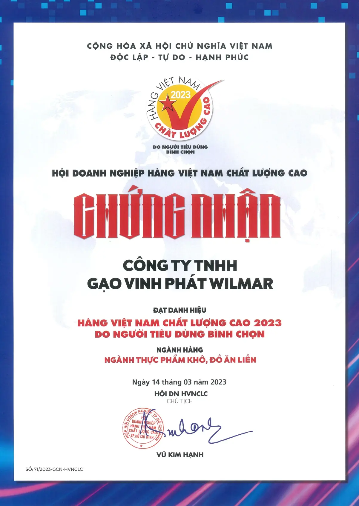 Hàng Việt Nam chất
lượng cao 2022